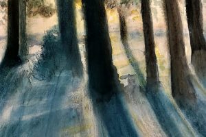 Deb Stroh-Larson "Blue Shadows" Watercolor Pastel