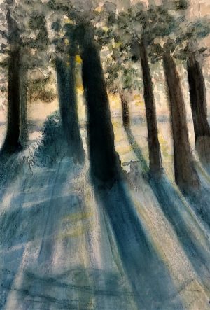 Deb Stroh-Larson "Blue Shadows" Watercolor Pastel