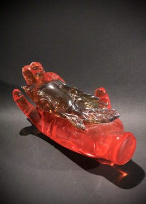 "Right Red Hand"<br> Hot Sculpted Glass<br> 4-1/2"x9"x5"