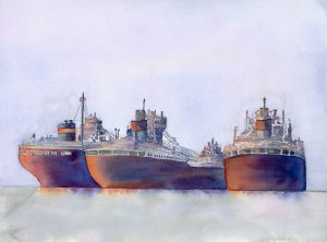 Kerry Vavra "Winter Fleet" Watercolor