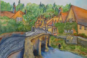 Kerry Vavra "English Village" Watercolor