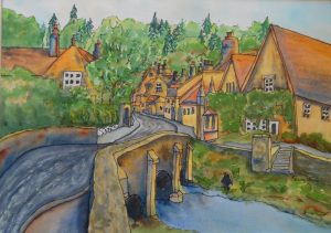 Kerry Vavra "English Village" Watercolor