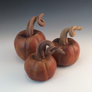 Jeanne Demers Pumpkin Trio" Ceramics