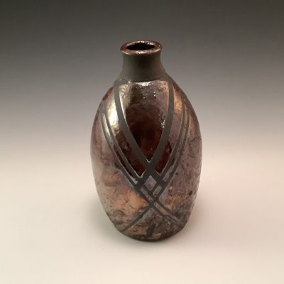 "Raku Bottle"<br> Ceramics<br> 8"x4-1/2"