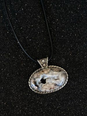 Silver Necklace with Druzy Agate