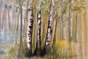 Deb Stroh-Larson "White Birch" Watercolor 16x20
