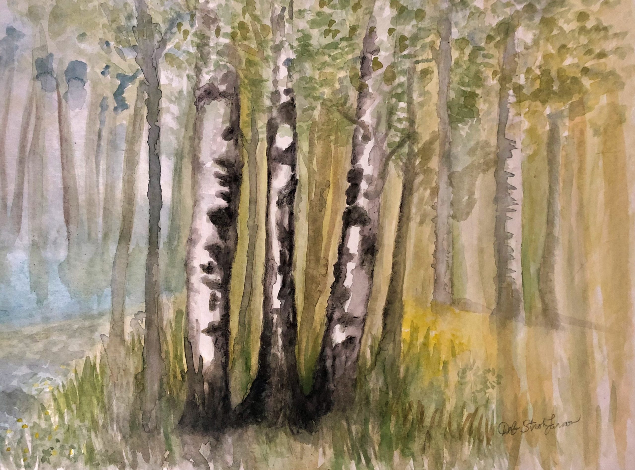 Deb Stroh-Larson "White Birch" Watercolor 16x20