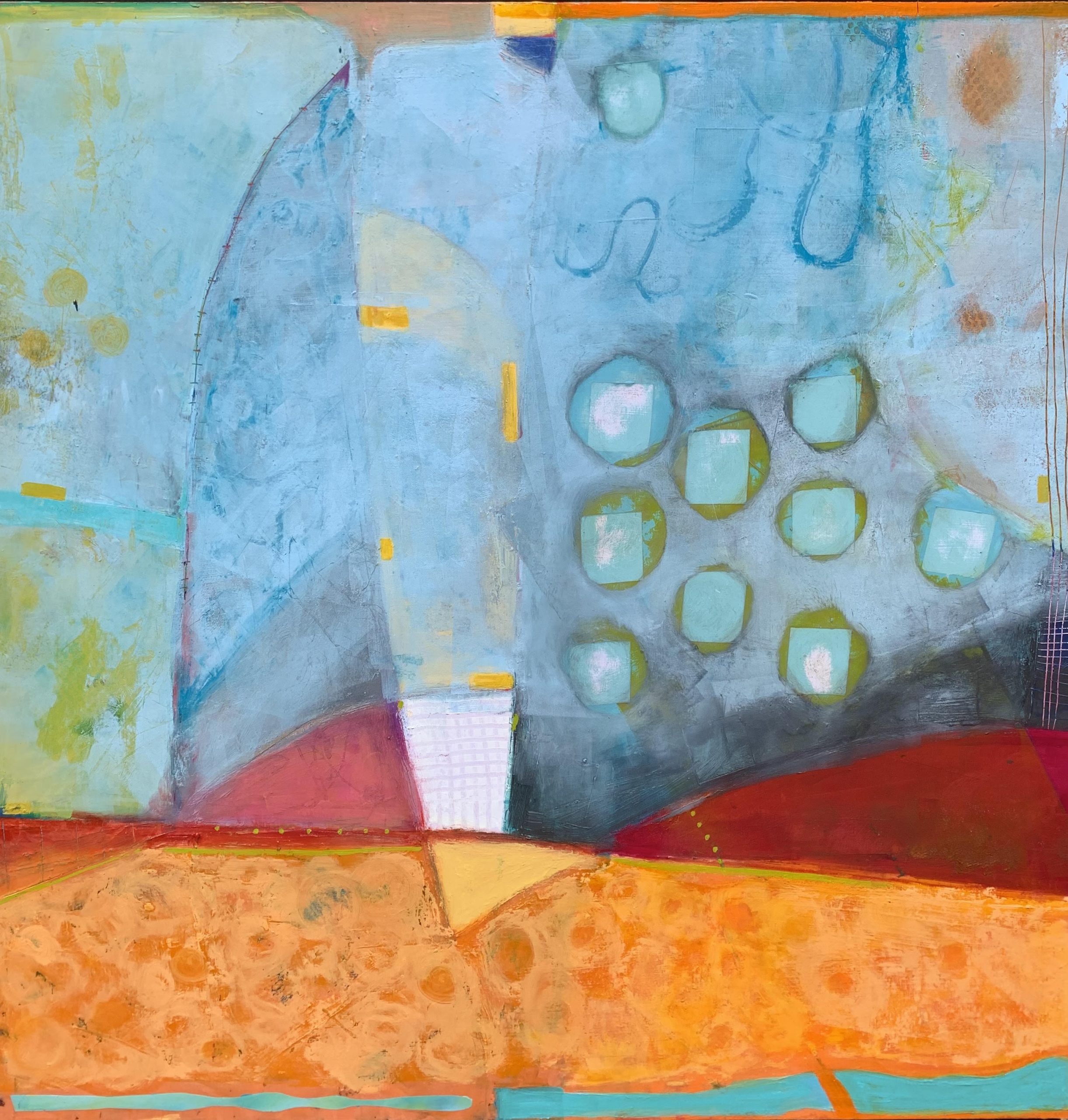 Karen Hertz-Sumnicht "It's Too Nice Out" Cold Wax and Oil on Cradle 36 x 36