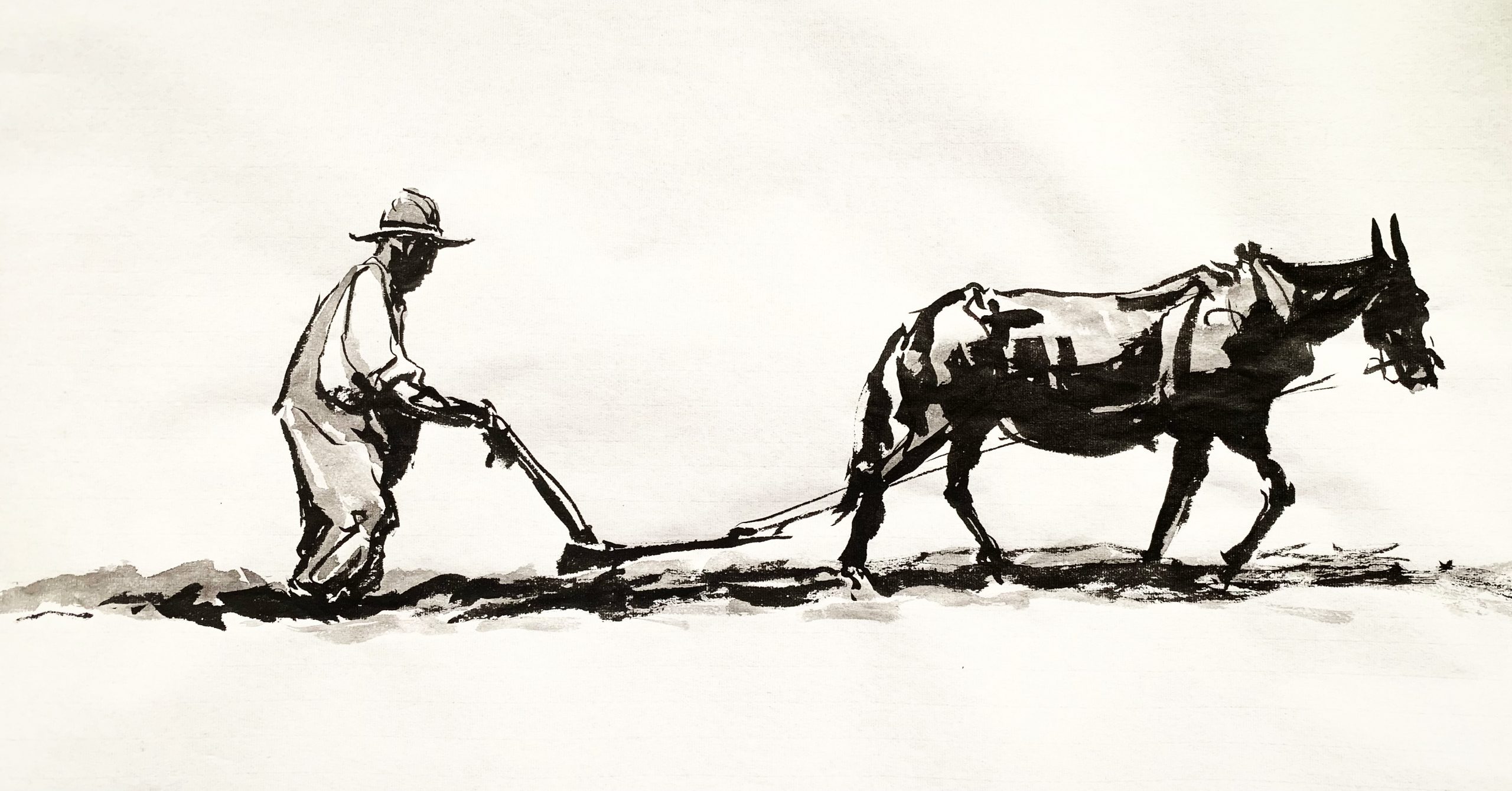 Seth Taylor "The Old Mans Plow" Ink On Paper 50x20 inches