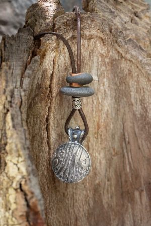 Jane Faella, Sterling Silver Hollow Form necklace with Door County Beach Stones, Jewelry