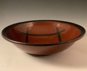 Jeanne Demers-black and red serving bowl11.5'x3''