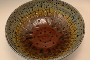 Jeanne Demers-red and ash glaze collander 10wx 3h