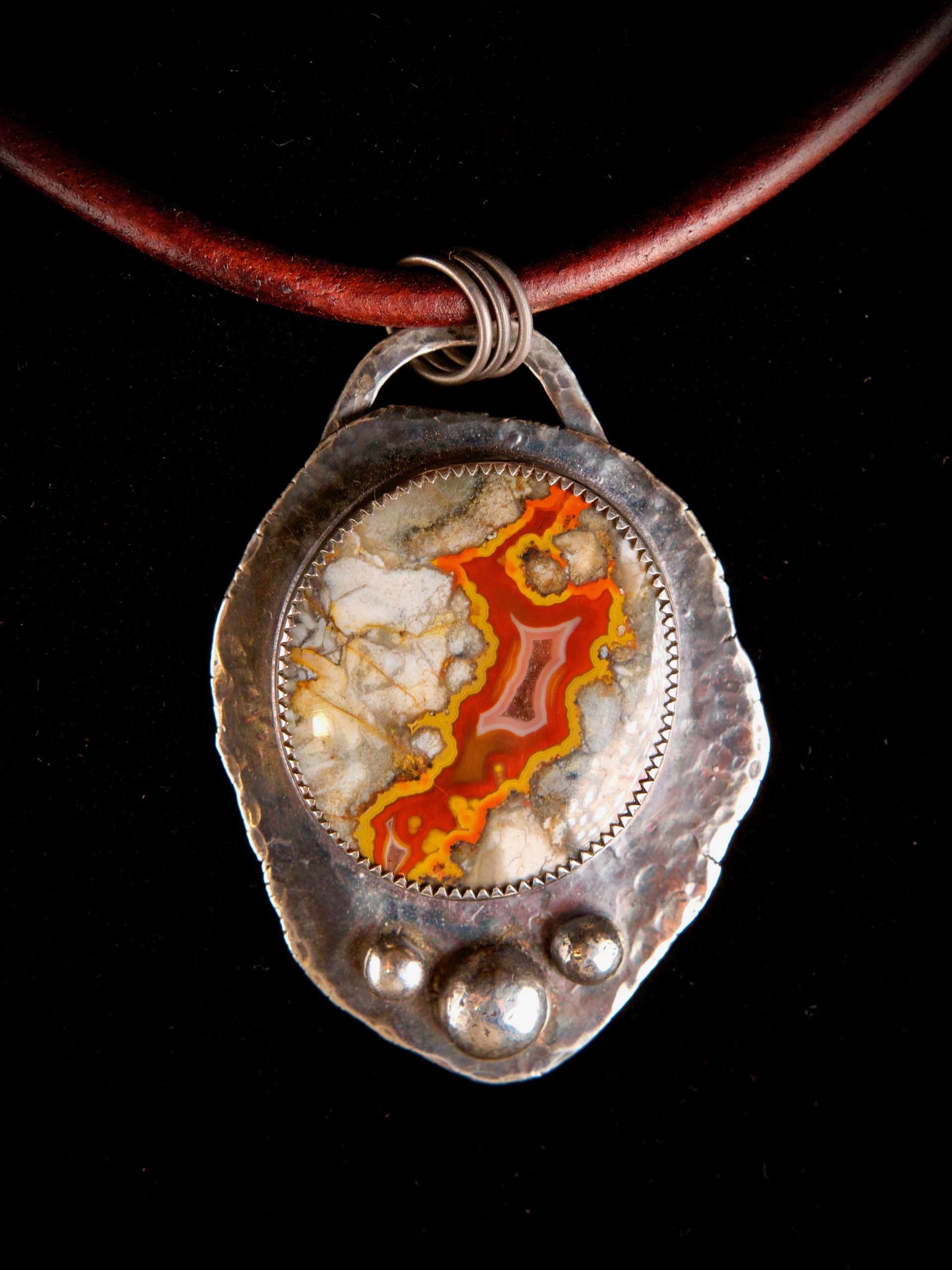 Joe Taylor-Sterling and Agate Pendant-40mmX58mm