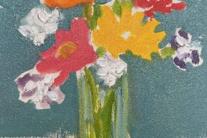 Archelle Buttons Wolst-She Sent Me Flowers-Oil-8 X 6