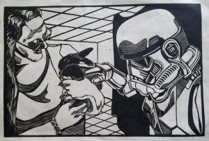 Janine Buechner- The force is strong- Lino Cut 18x12
