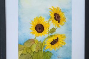 The Pearl of Door County-Sunflowers - 16x20 Watercolor