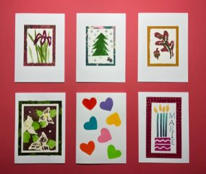 Archelle Buttons Wolst-Group of Greeting Cards-Ink, Acrylic, Handmade Paper-7 X 5