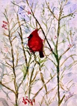 Deb Stroh-Larson Cardinal watercolor 8x10