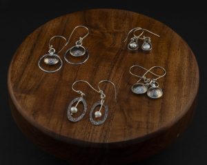 Jane Faella- Mokume gane earrings- jewelry