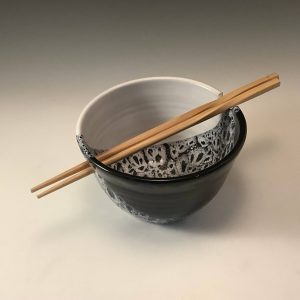 Jeanne Demers-Black and white noodle bowl-ceramics-3 3_8Hx53_4 wx0
