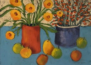 Pat Olson-Flowers and Fruit-Pastel- 14x11