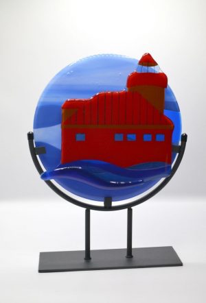 Anna Mae Tiry - Lighthouse Adrift - glass - 11x15x4 - small Anna Mae Tiry - Lighthouse Adrift - glass - 11x15x4 - small