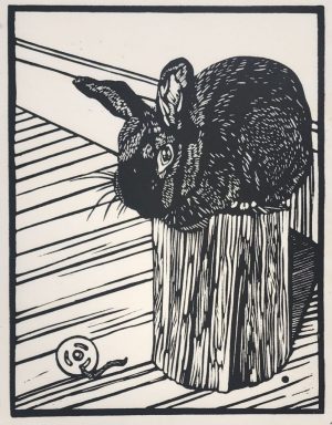 Janine Buechner_Plump On A Stump_Linocut Janine Buechner_Plump On A Stump_Linocut