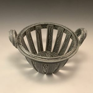 Jeanne Demers, clay basket, ceramics, 5 3_8_x 11_x 8 5_8_